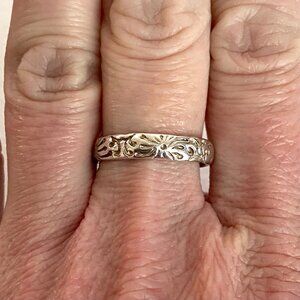 Signed Baroni Sterling Silver 925 Stamped Embossed Band Ring Sz 8